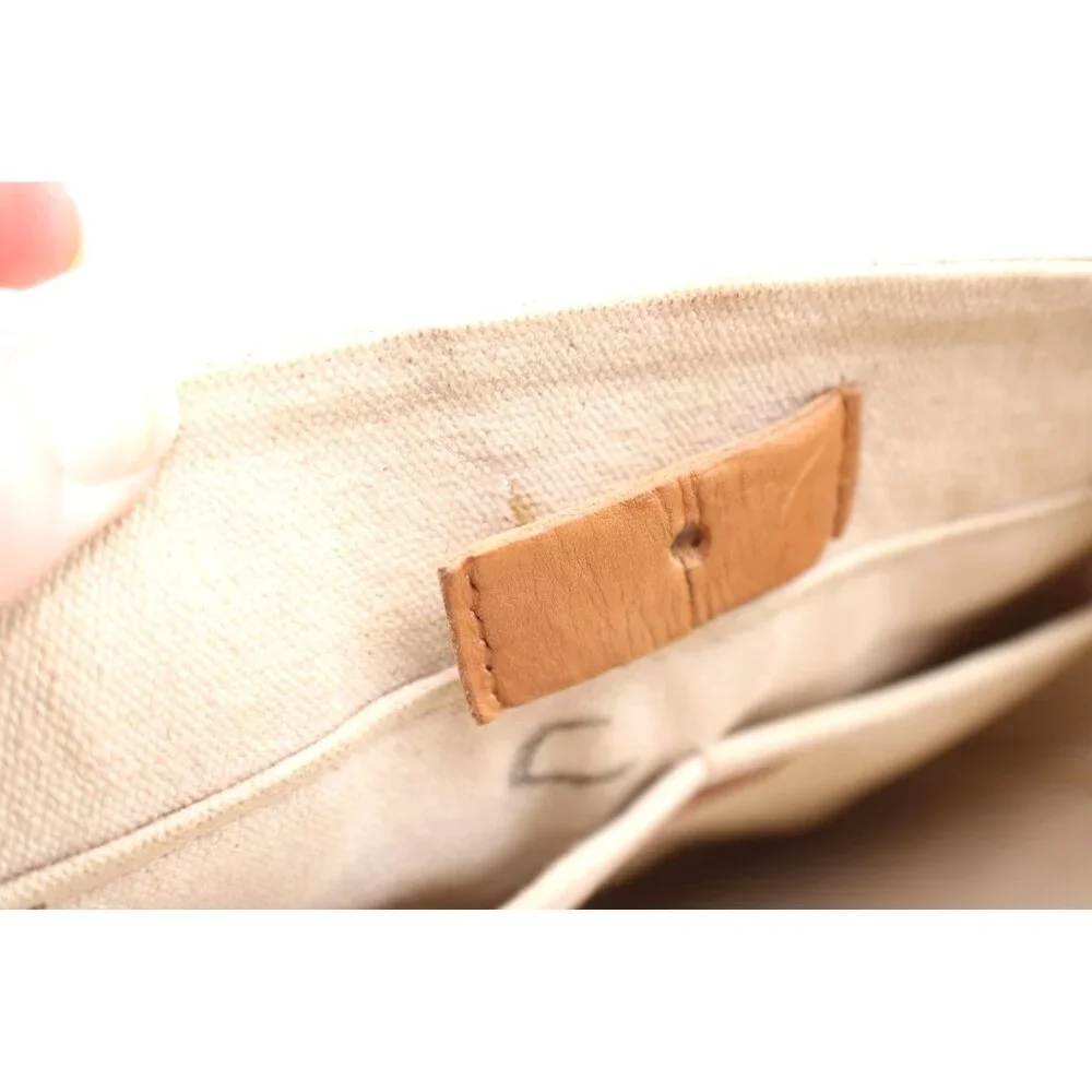 Madewell Tan Leather Crossbody Bag Handbag Colorful Striped Fringe Handles 10x10 - Picture 5 of 12